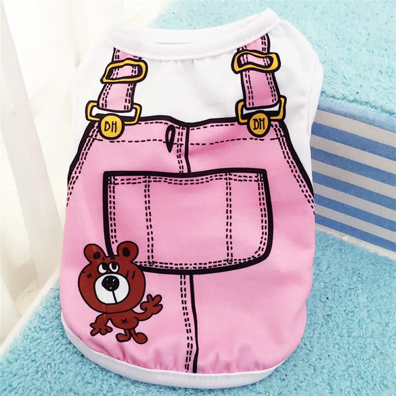 Cartoon Dog Clothes – Soft Summer Vest & Casual T-Shirt for Small Puppies