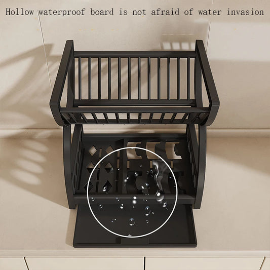 Kitchen Utensil Storage Rack, Desktop Double-Layer Dish Storage Rack, Kitchen Drain Rack