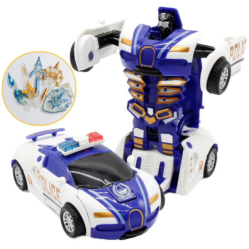 Kids Toys One-key Deformation Car Automatic Transform Robot Diecasts Toy Funny Mini 2 In 1 Plastic Model Car Amazing Gifts Boys
