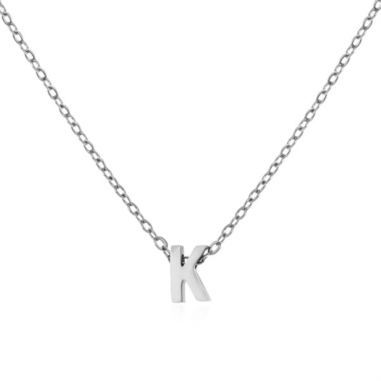 Silver Color Tiny A-Z Initial Letter Necklace for Women Stainless Steel 26 Alphabet Name Pendant Necklaces Jewelry Birthday Gift