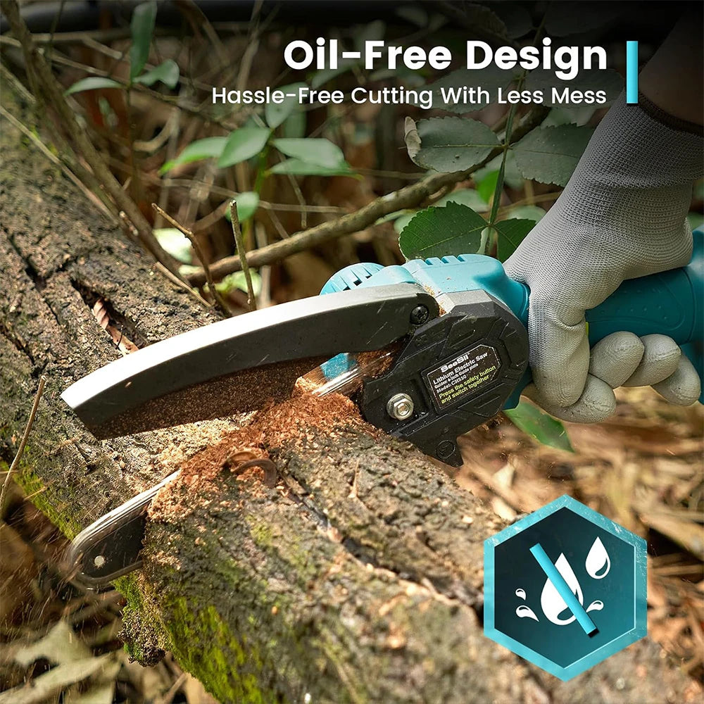 Seesii 6-inch Cordless Mini Chainsaw Handheld Electric Power Chain Saw for Tree Trimming Wood Cutting for Makita 18V Battery