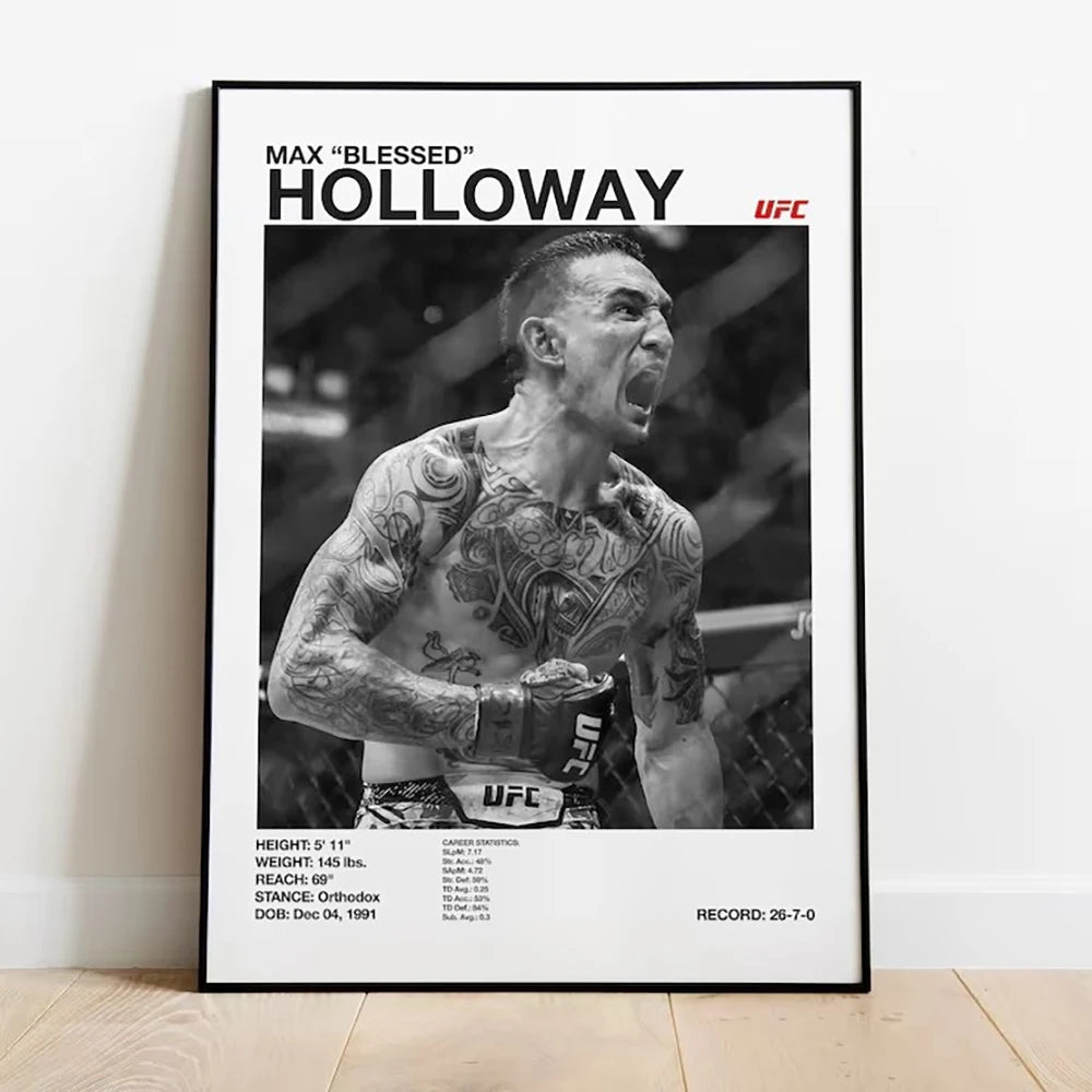 MMA Boxing Fighting Star Canvas Wall Art Print Poster