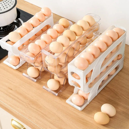 Automatic Egg Dispenser Rolling Egg Tray Organizer, Space Saving Refrigerator Egg Roller,Holds 20/30 Eggs Simultaneously