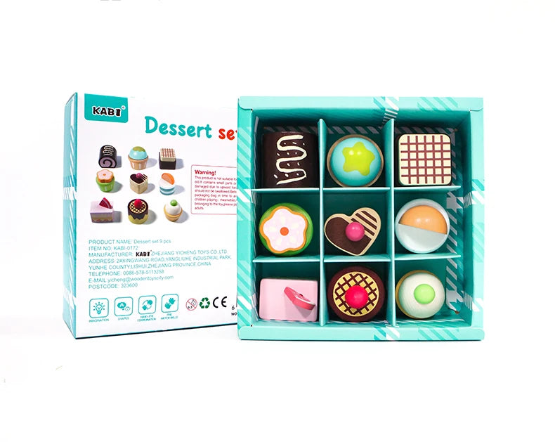 Kitchen Pretend Play Toys Wooden Simulation Food Accessories Pizza Salad Dessert Set Montessori Educational Toy for Toddler 3+