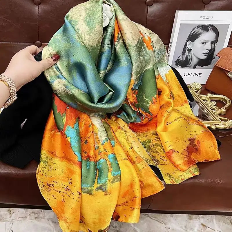 Tensili Brocade Satin Scarf Printed Silk Shawls
