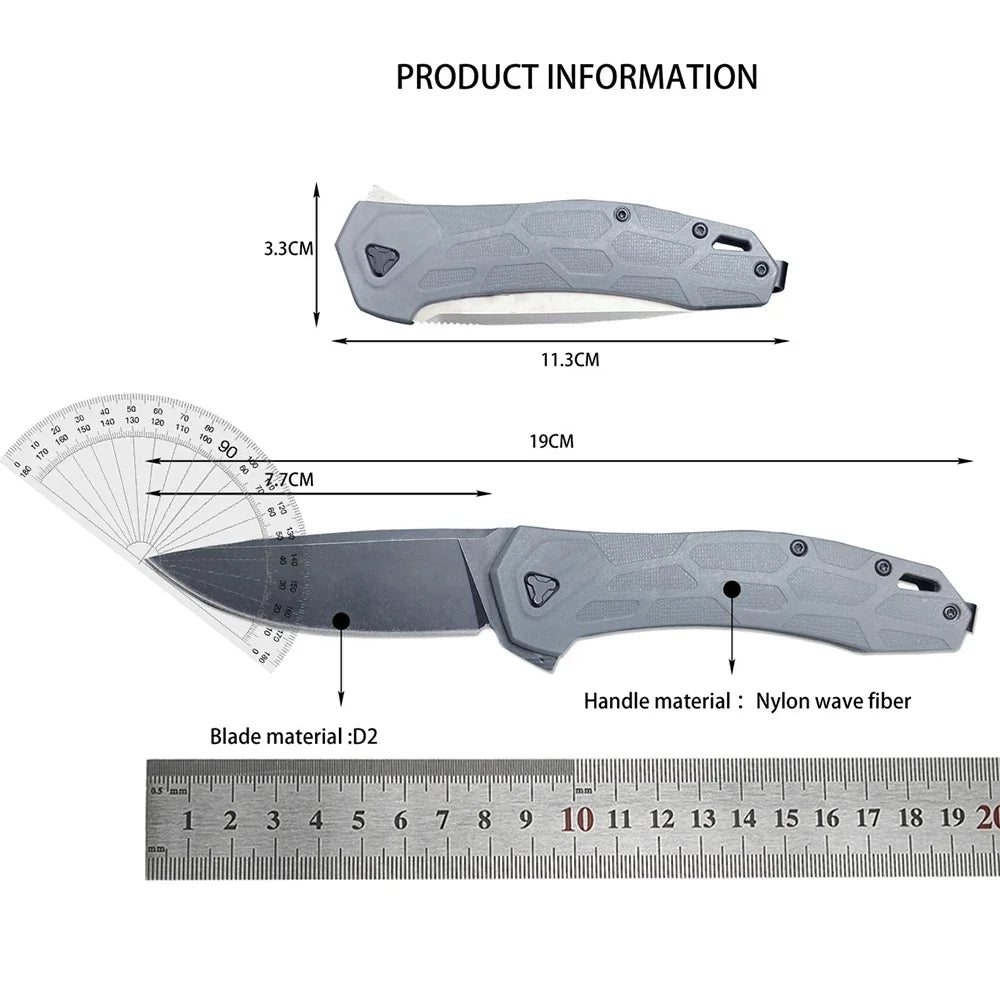Bearing Survival Flipper Pocket Knife Hunting Camping Edc Self Defense D2 Blade Fiberglass Handle Military Tactical Folding Tool