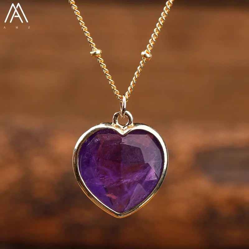Natural Roses Quartz Heart Pendant Necklace For Women Elegant Romatic Gems Stone Necklace Jewelry Gifts Dropship