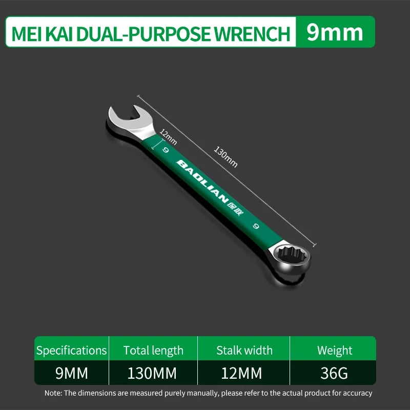 BaoLian Durable Wrench 8-30mm Plum Blossoms Open Combination Wrench Two-Way Double Fast Wrench Auto Repair Tools