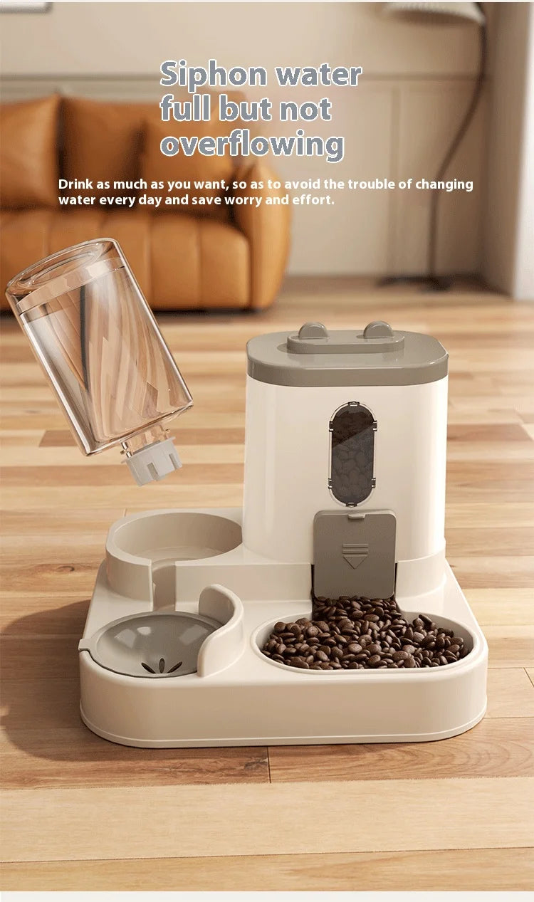 Automatic Dog Cat Feeder and Water Dispenser Gravity Food Feeder and Waterer Set with Pet Food Bowl