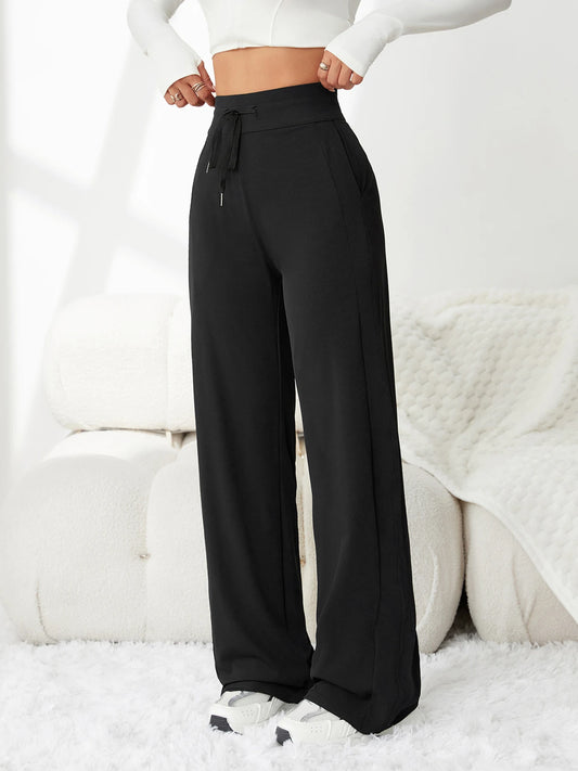 Ice silk pants for women summer soft comfortable and breathable wide-leg pants new high-waisted slimming casual pants