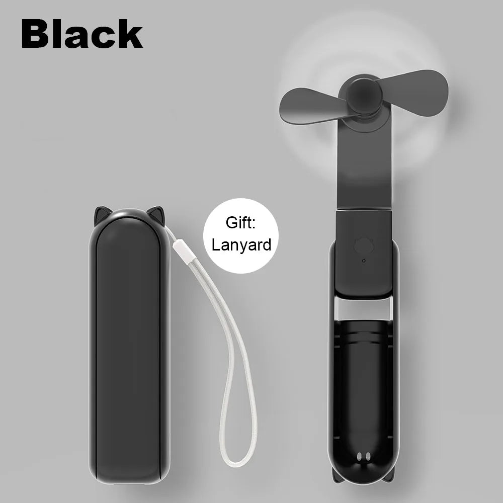 Portable Fan Mini Handheld Fan 2000mAh USB Rechargeable with Handy Power Bank Small Hand Held Foldable Pocket Fan for Travel