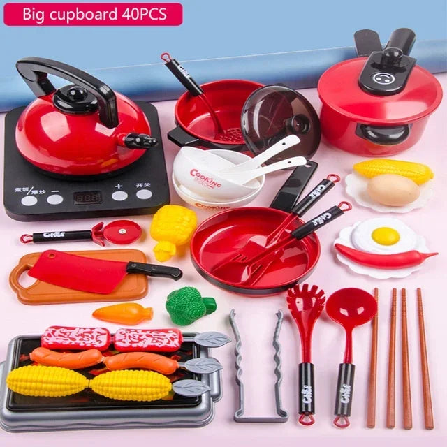 Set For Kids Kitchen Toys Girl Cooking Baby Cutting Fruit Cooking Kitchen Utensils Children's Simulation Education Pretend Play