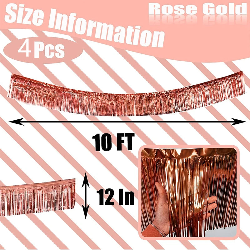 30x300CM Foil Fringe Garland – Streamer Curtain Banner for Wedding, Birthday, and Party Decorations