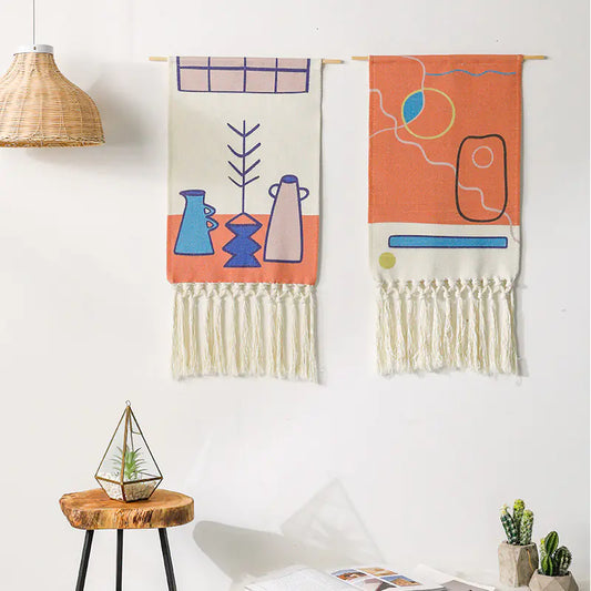 Handwoven Tassel Wall Hanging – Nordic Style Tapestry