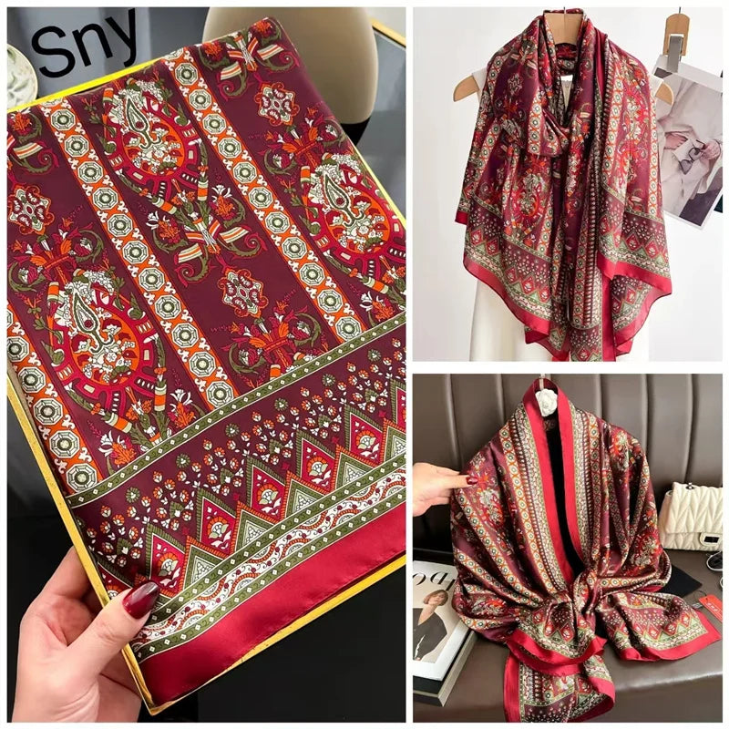 Tensili Brocade Satin Scarf Printed Silk Shawls