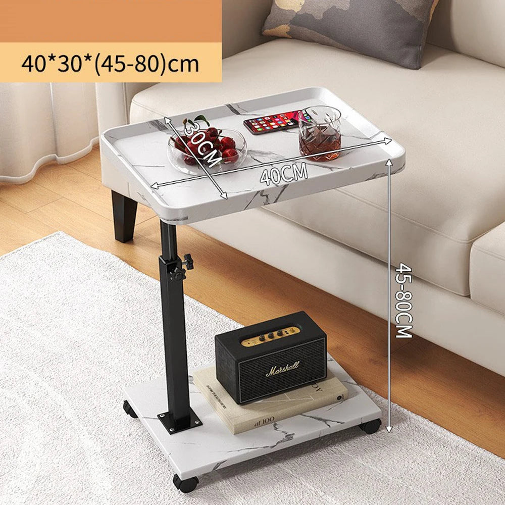 Adjustable Rolling Cart Overbed Bedside Table Laptop Desk Couch Side 360° Rotatable Sofa Tray Table Computer Desk Home Food Tray