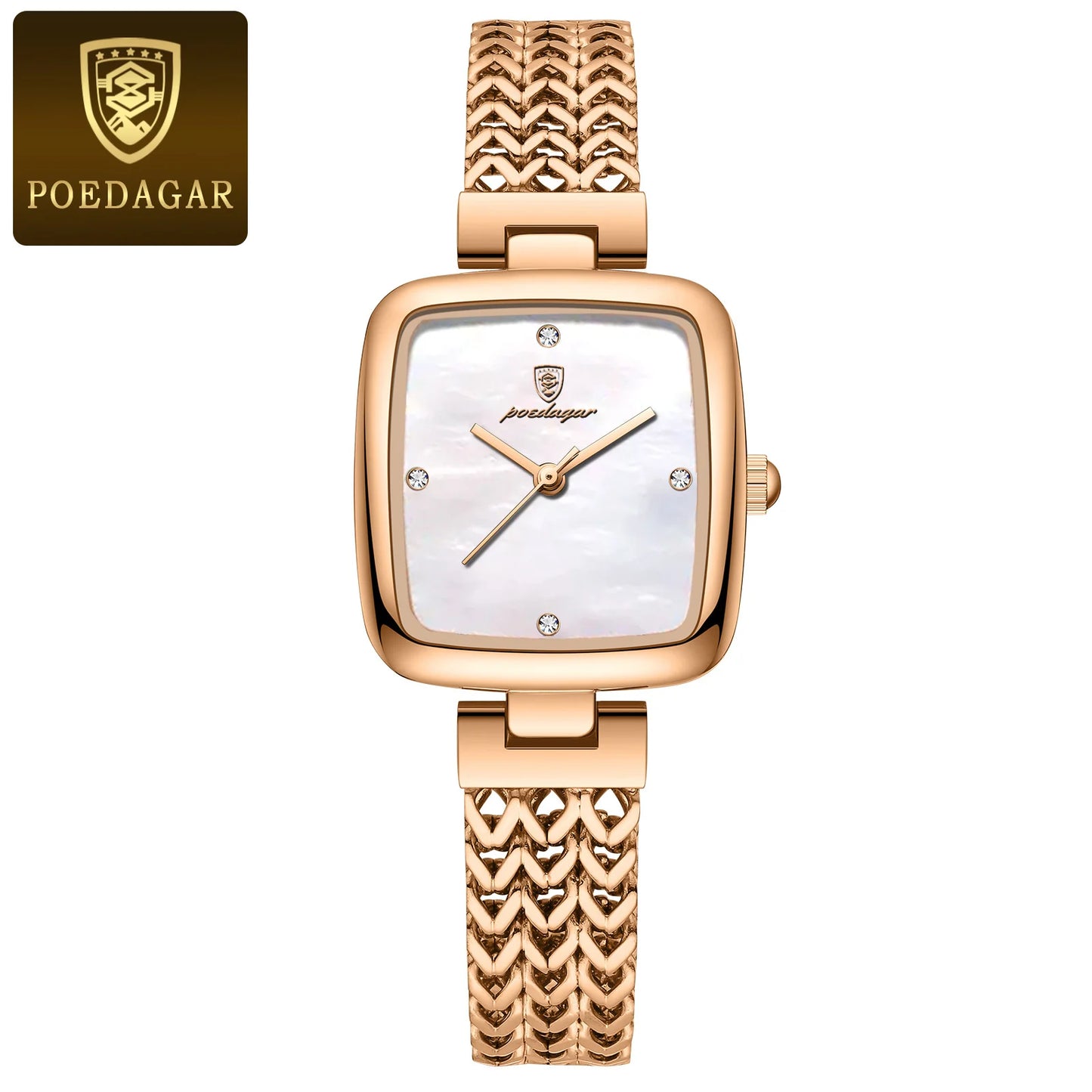 POEDAGAR Luxury Square Watch for Woman Waterproof Stainless Steel Women Quartz Watches Female Elegant Dress Simple Ladies Watch
