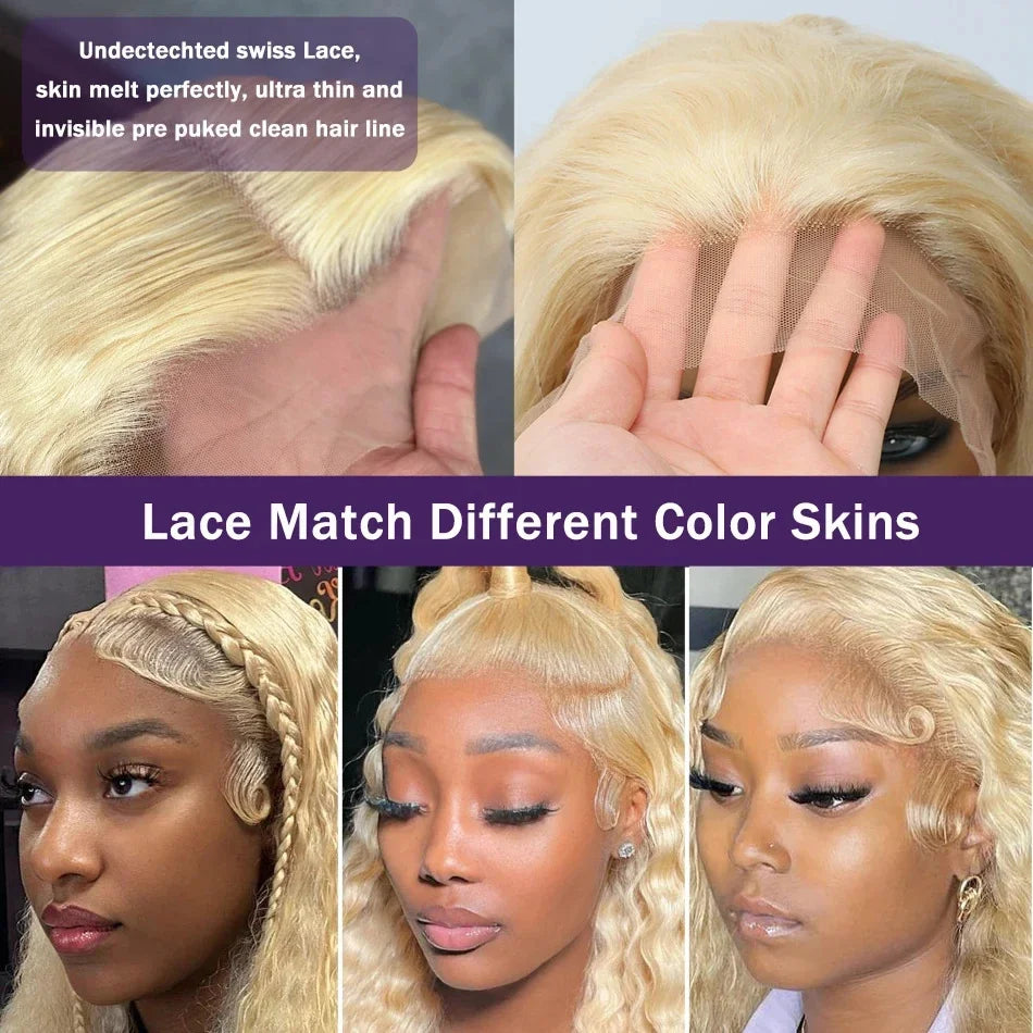 613 Colored Deep Wave 13x6 HD Lace Frontal Human Hair Wigs For Women Brazilian 30 40 Inch Honey Blonde 13x4 Curly Human Hair Wig
