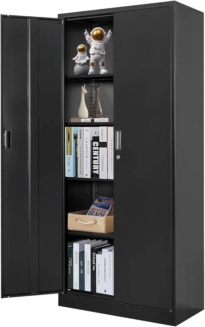 Metal Storage Cabinet 71” with 2 Doors and 5 Adjustable Shelves, Tall Cabinets Lockable, Garage Steel Locking Cabinet