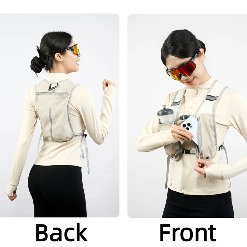 Running Vest Reflective Hydration Water Chest Pack Lightweight Running Water Bottle Storage Vest With Phone Holder Cycling Vest