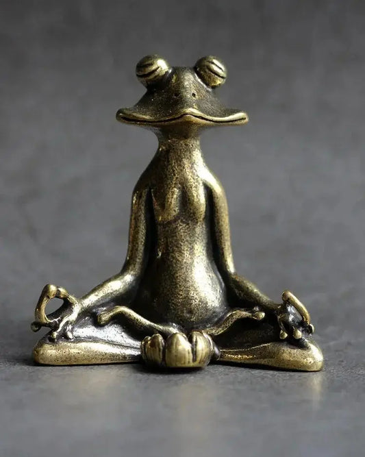 Mini Zen Frog Figurine – Solid Brass Meditation Frog Incense Holder