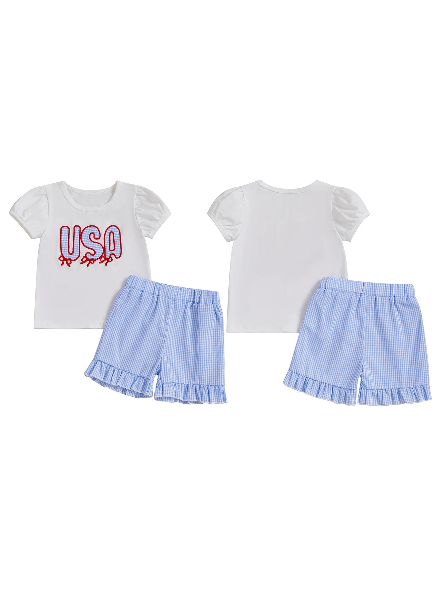 Girls American Flag Print Sleeveless Dress and Denim Jacket Set Adorable 2 Piece Outfit for Independence Day Celebrations