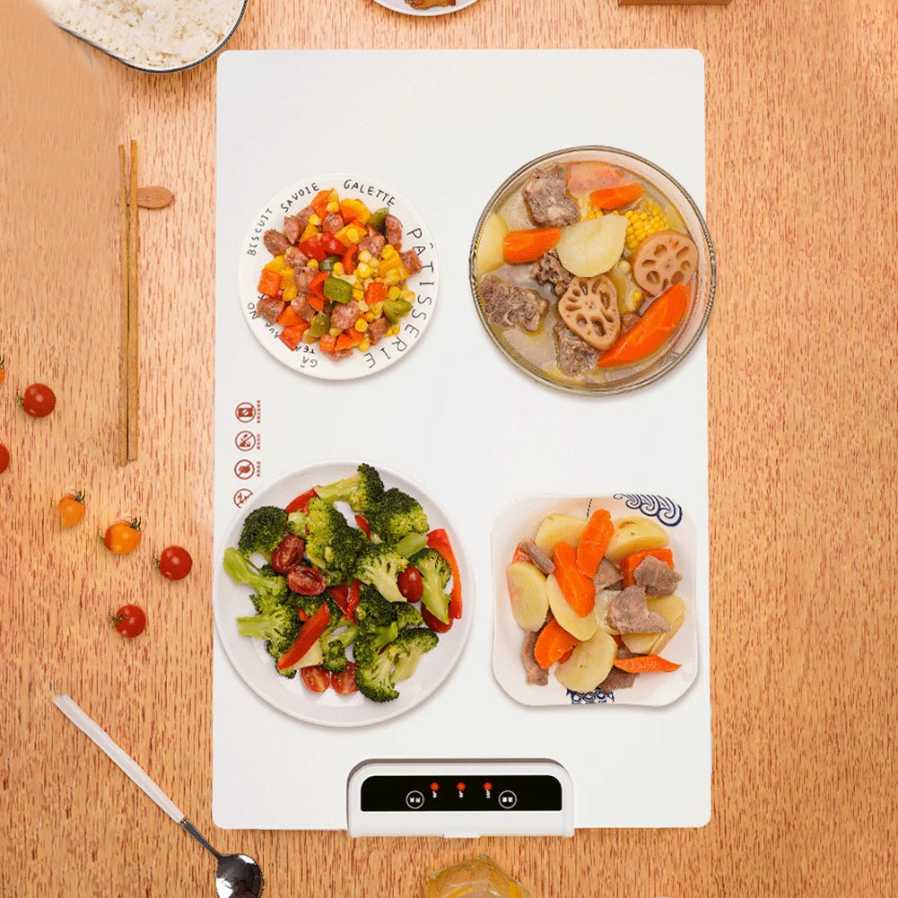 Food Electric Warming Tray Foldable Food Warmer Plate Fast Heating with Adjustable Temperature Control Keeps Food Warming