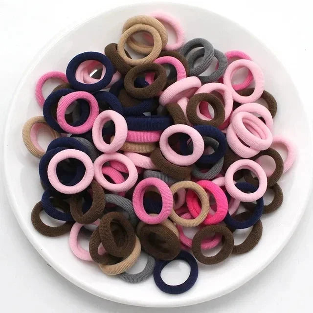 200Pc Colorful Nylon Elastic Hair Bands