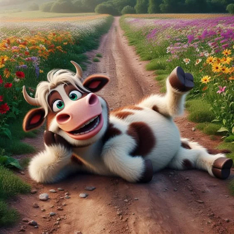Cute Cow DIY Diamond Painting Kit Funny Ox Animals Pictures Diamond Embroidery Mosaic Oil Painting Handicraft Home Decor