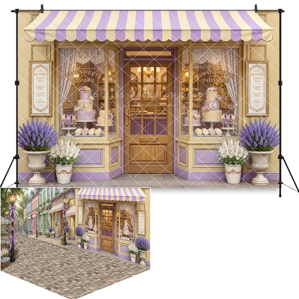 Valentine's Day Street Store Backdrops Kids Adult Photography Props Rose Garden Arch Floral Market Easter Bunny Backdrops