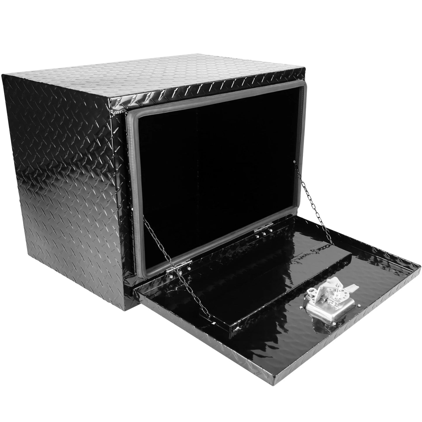 24 Inch Aluminum Stripes Plated Tool Box Pick Up Truck Bed RV Trailer Toolbox Waterproof Square Storage Organizer