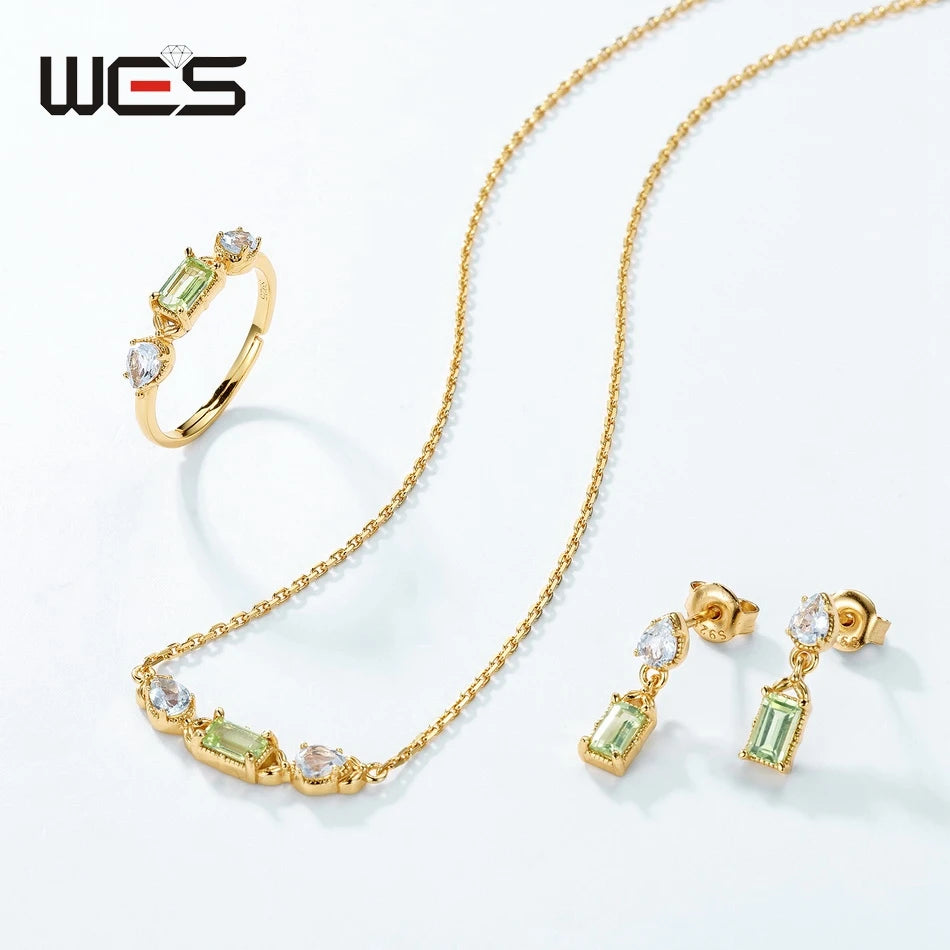 WES Sterling Silver Crystal Jewelry Set