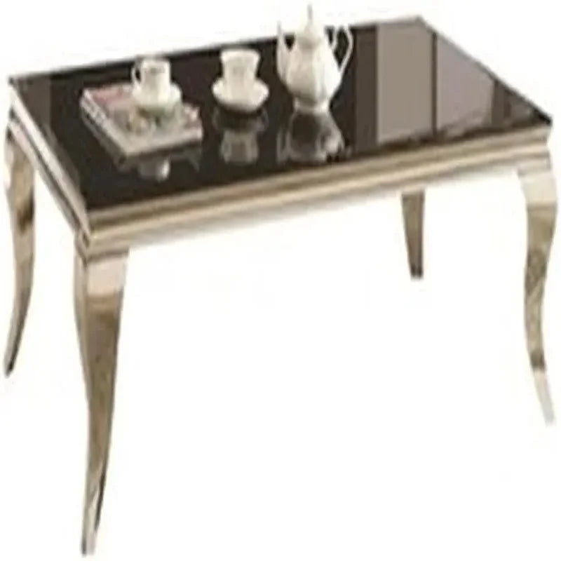 Rectangular Coffee Table in Chrome and Black for Contemporary Living Room