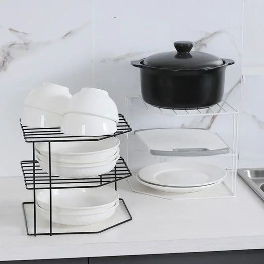 Kitchen Seasoning Corner Rack Pot Dish Food Sundries Organiser Rack Non Punching Portable Storage Table Kitchen Bathroom Holder