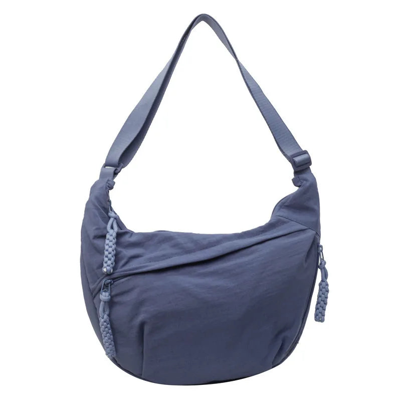New Canvas Crossbody Bags Large Capacity Korean Simplified Shoulder Bag Lightweight Solid Color Dumpling Bag Travel