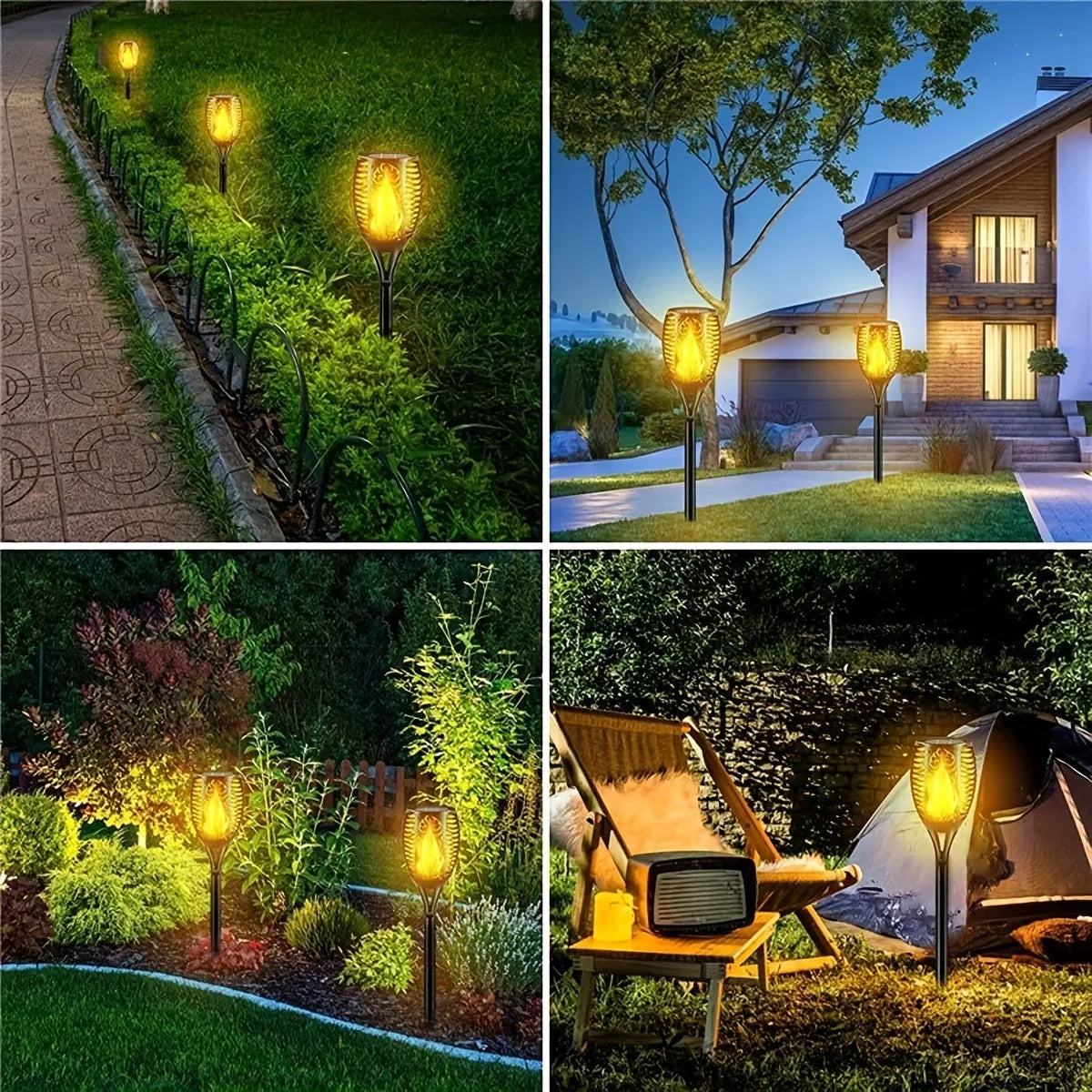 12 LED Solar Flame Torch Lights