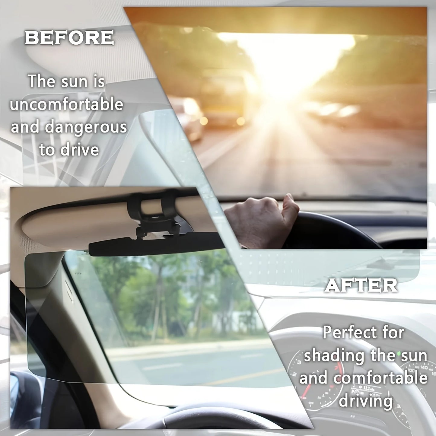 Polarized Sun Visor For Car,Anti-Glare Sun Visor Extension,Universal Car Sun Visor, Adjustable UV Protector For Safe Driving