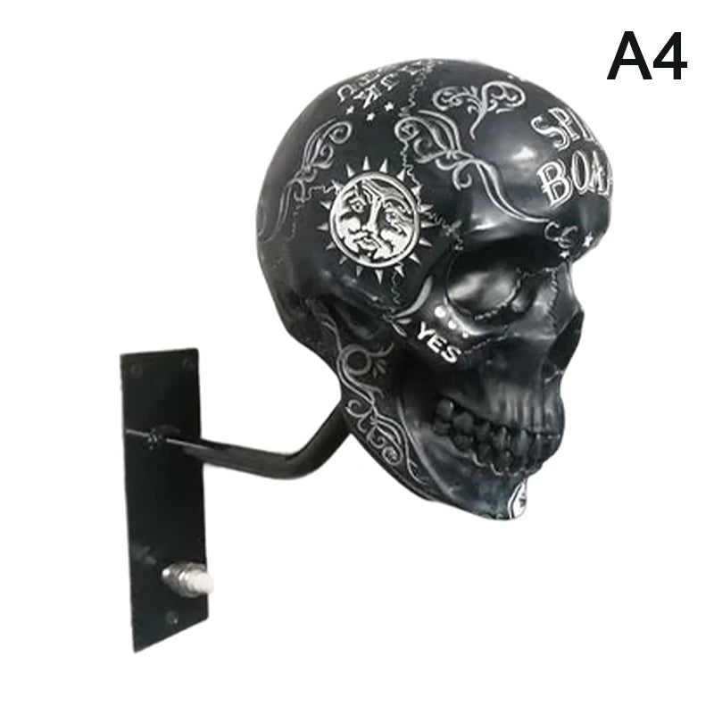 Motorcycle Helmet Skull Holder Helmet Storage Rack Wall Mount Hat Rack Resin For Coats, Caps, Baseballs And Rugby Helmet