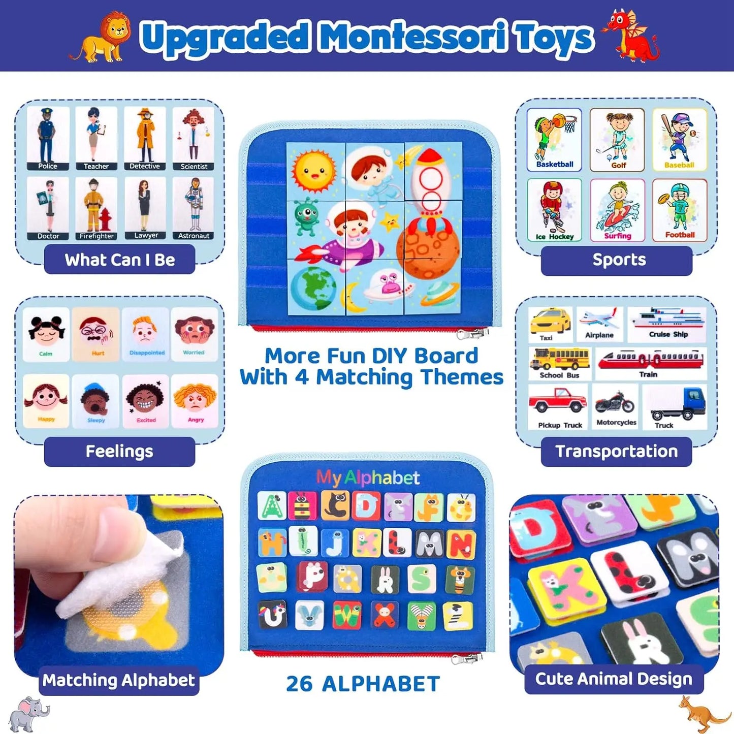 Busy Board Montessori Toys For Toddler Sensory Learning Fine Motor Skills Toys EducationalTravel Activity For Xmas Kids Gifts