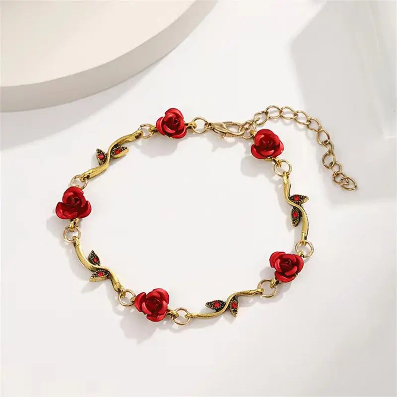 Rose Flower Bracelet Set