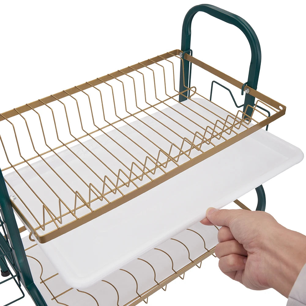 Voltsify 2-Tier Carbon Steel Dish Rack for Kitchen Home Storage Organisation