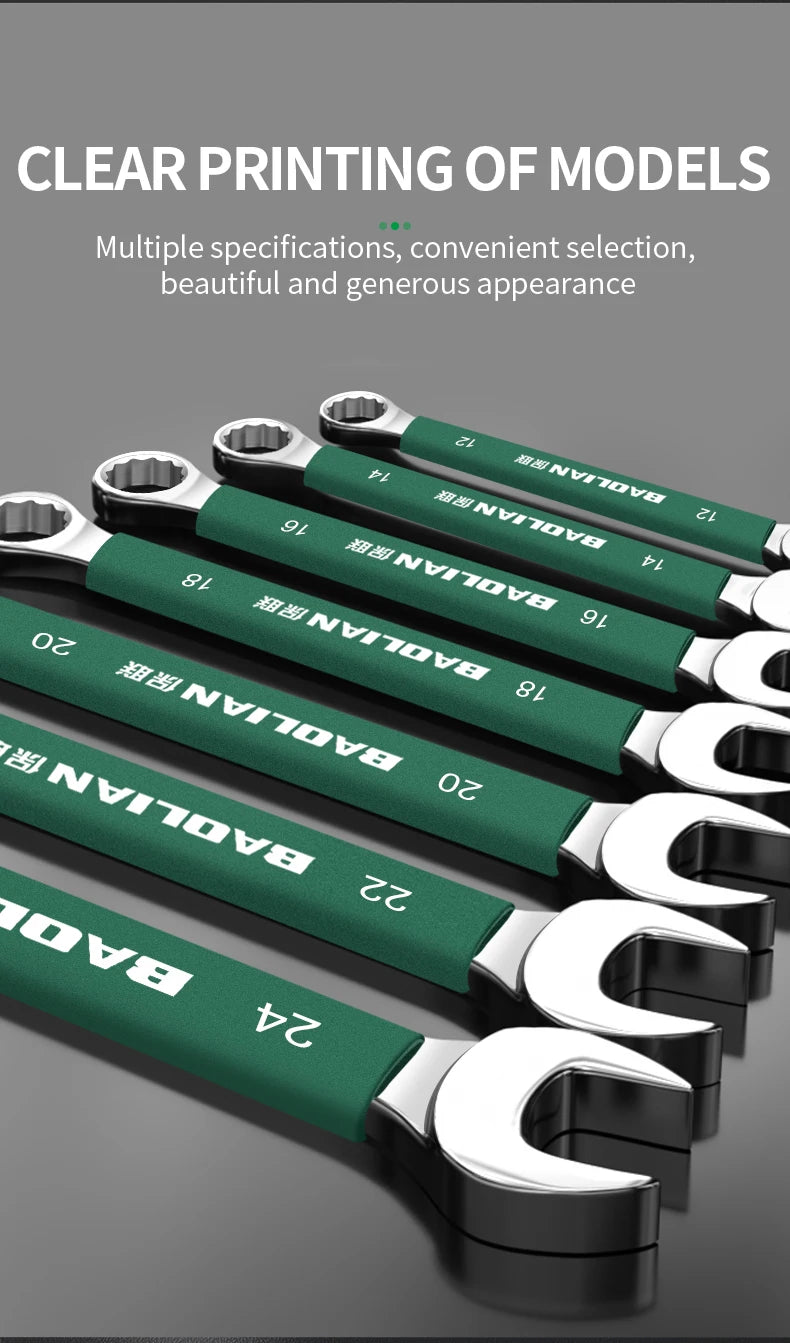 BaoLian Durable Wrench 8-30mm Plum Blossoms Open Combination Wrench Two-Way Double Fast Wrench Auto Repair Tools
