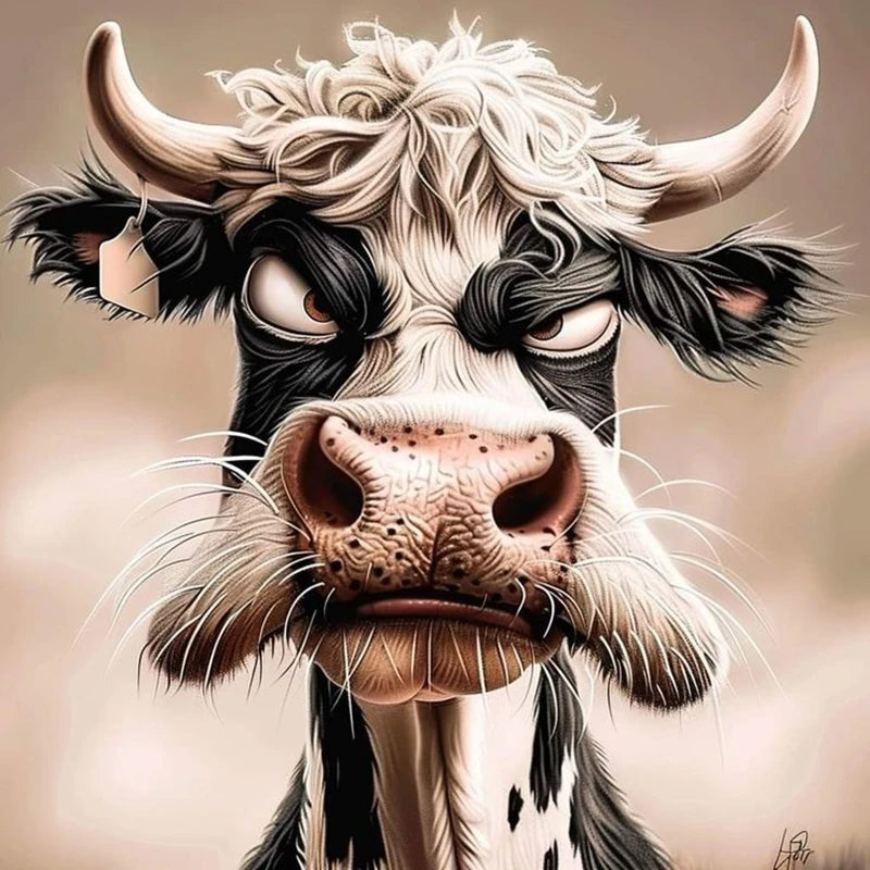 Cute Cow DIY Diamond Painting Kit Funny Ox Animals Pictures Diamond Embroidery Mosaic Oil Painting Handicraft Home Decor