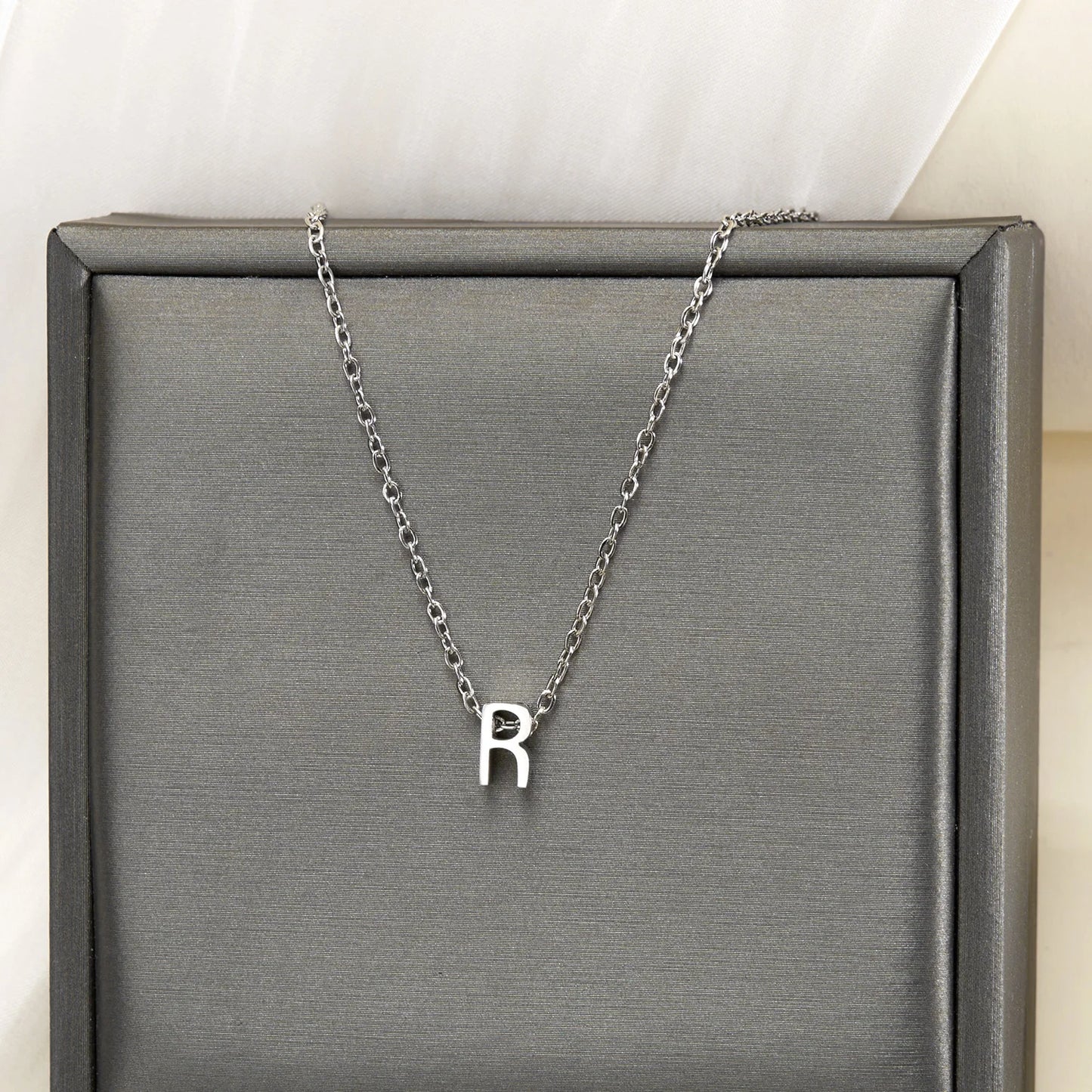Silver Color Tiny A-Z Initial Letter Necklace for Women Stainless Steel 26 Alphabet Name Pendant Necklaces Jewelry Birthday Gift