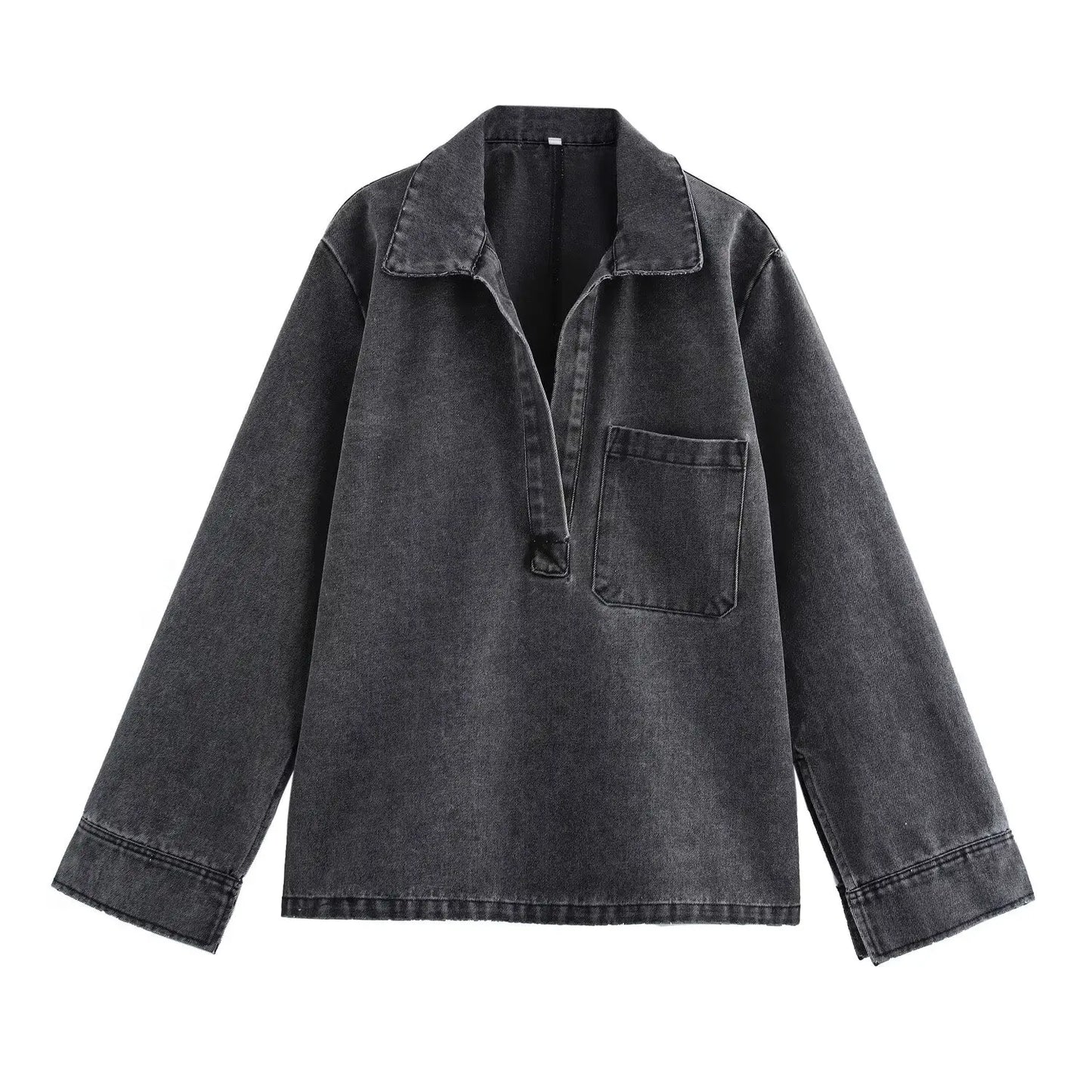 Turn-down Collar Two Piece Jean Set