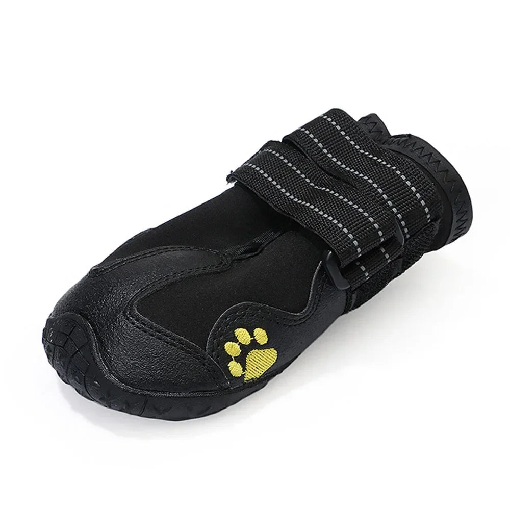 Dog Socks & Boots – 4pcs Reflective Waterproof Anti-Slip Shoes for Medium and Large Dogs, Warm for Snow & Rain