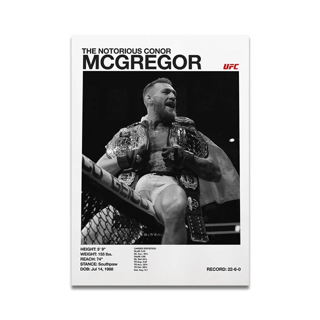 MMA Boxing Fighting Star Canvas Wall Art Print Poster