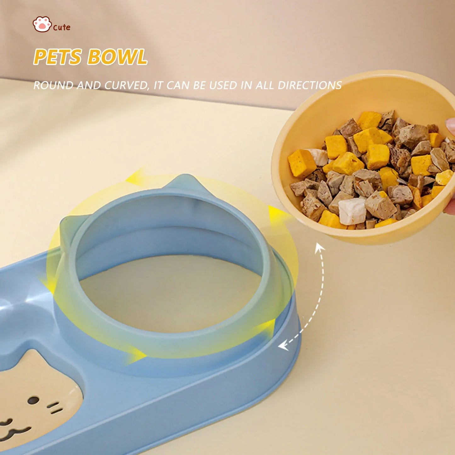 Automatic Double Bowl Feeder With Water Fountain Drinking Raised Stand