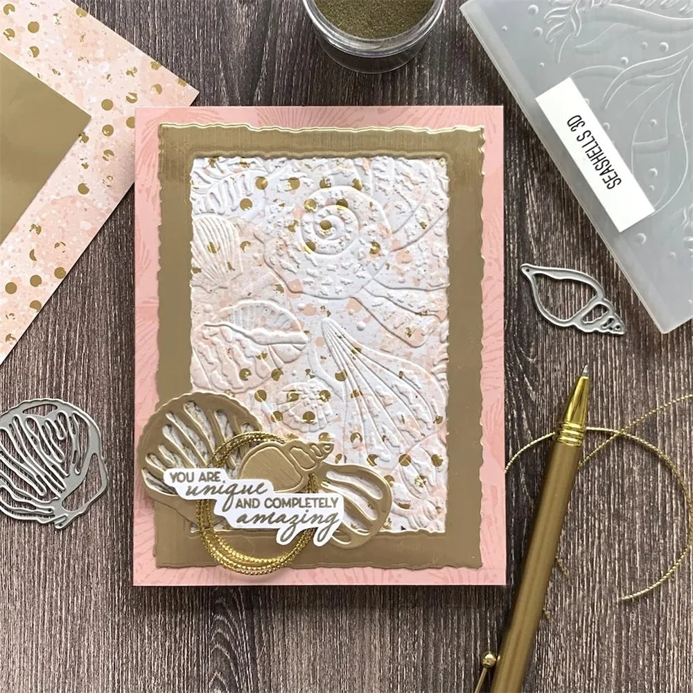 Shell 3D Embossing Folder Patterns Templates For Adding Texture And Dimension To Craft DIY Scrapbooking Greeting Card Background