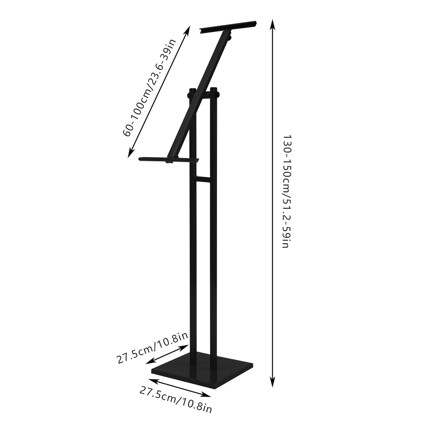 Sign Stand and Poster Frame, Adjustable Height 60-100cm, Iron and Stainless Steel, Floor Standing with Secure U-Shaped Groove
